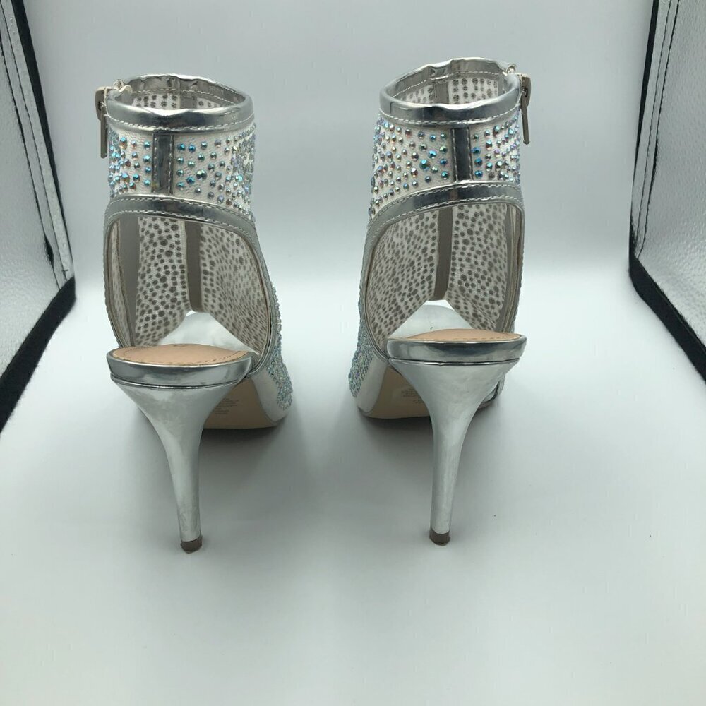 Madden Girl Divaa Silver Rhinestone Women's Open Toe Booties Size 6 - Picture 4 of 5